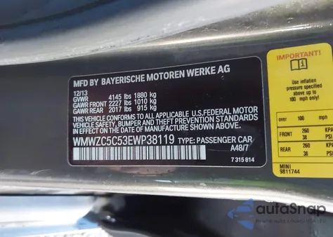 2014 Mini Countryman Cooper S из США, поврежденный, VIN WMWZC5C53EWP38119